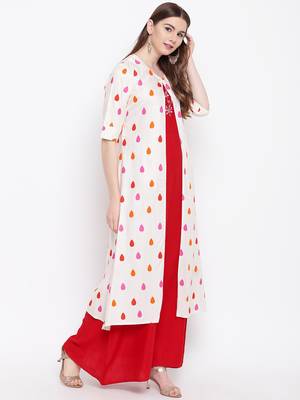 Off-white embroidered rayon ethnic-kurtis 5