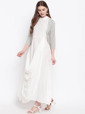Off-white printed cotton cotton-kurtis 4