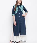 Blue printed rayon ethnic-kurtis