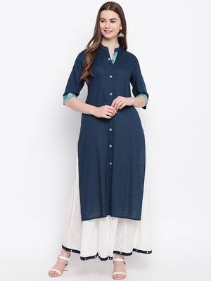 Blue printed rayon ethnic-kurtis 3