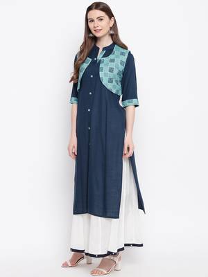 Blue printed rayon ethnic-kurtis 4