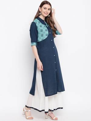 Blue printed rayon ethnic-kurtis 5