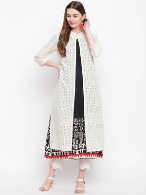 Off-white hand woven cotton cotton-kurtis 1