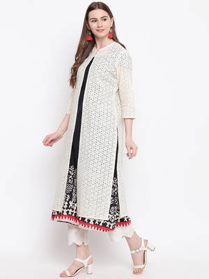 Off-white hand woven cotton cotton-kurtis 4