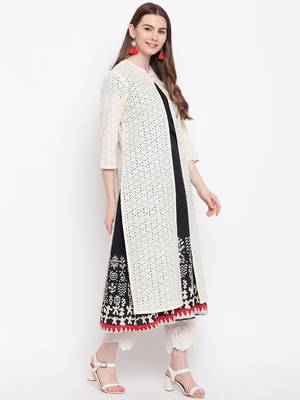 Off-white hand woven cotton cotton-kurtis 5