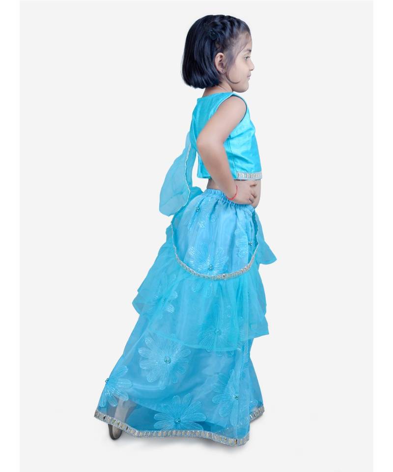 Flower Lehnga Choli With Cross Duppatta