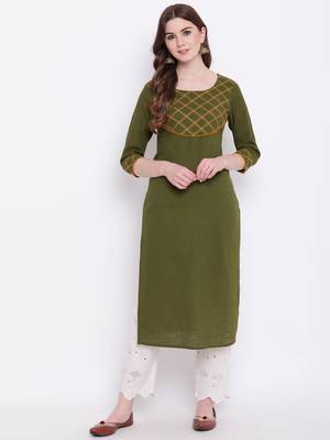 Green embroidered cotton cotton-kurtis 2