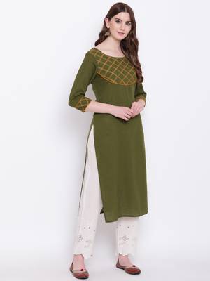 Green embroidered cotton cotton-kurtis 4
