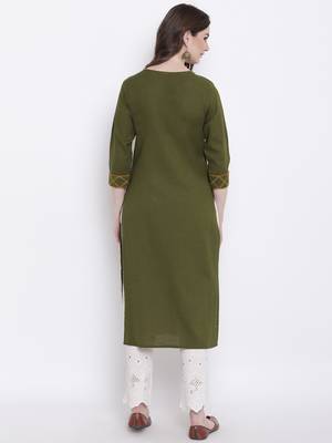 Green embroidered cotton cotton-kurtis 5