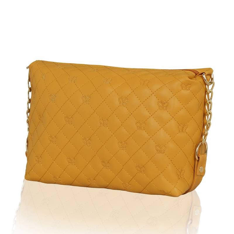 KLEIO Stylish Quilted Sling Bag for Girls / Women (Mustard) (EDK1038KL-MU)