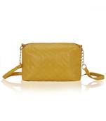 KLEIO Women'S Quilted Pu Leather Crossbody Bag Girls Purse Shoulder Handbag With Chain Strap (Yellow)