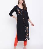 Black printed cotton cotton-kurtis