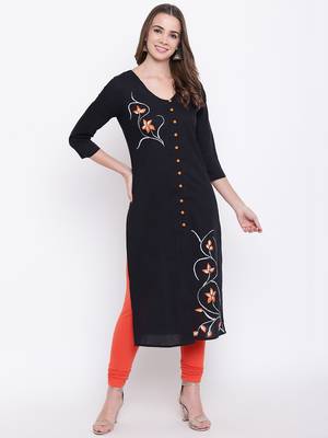 Black printed cotton cotton-kurtis 2