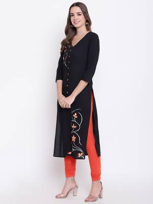 Black printed cotton cotton-kurtis 3
