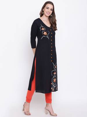Black printed cotton cotton-kurtis 4