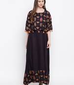 Black printed rayon ethnic-kurtis
