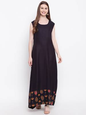 Black printed rayon ethnic-kurtis 3