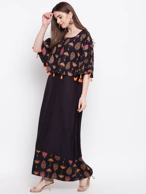 Black printed rayon ethnic-kurtis 4