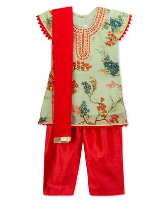 Printed Embroidred Neck Salwar Suit With Dupatta 1