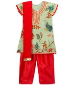 Printed Embroidred Neck Salwar Suit With Dupatta