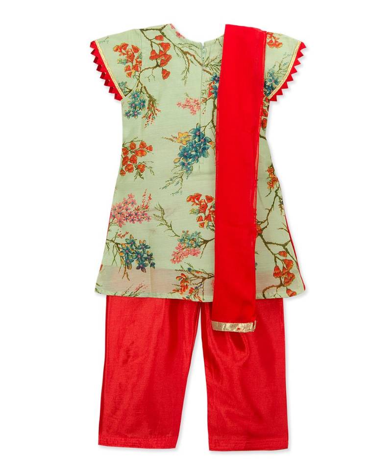 Printed Embroidred Neck Salwar Suit With Dupatta