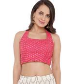 Women's Pink Silk Readymade Saree Blouse