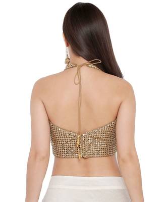 Women's Gold Sequence Readymade Saree Blouse 2