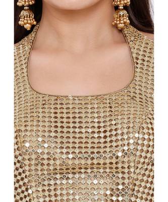 Women's Gold Sequence Readymade Saree Blouse 5