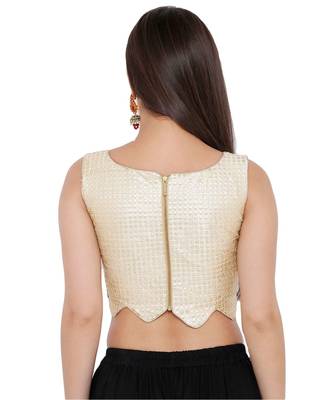 Women's Gold Dupion Silk Readymade Saree Blouse 2