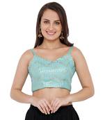 Women's Sky Blue Chiffon Readymade Saree Blouse