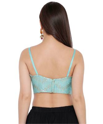 Women's Sky Blue Chiffon Readymade Saree Blouse 2