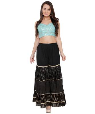 Women's Sky Blue Chiffon Readymade Saree Blouse 4