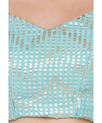Women's Sky Blue Chiffon Readymade Saree Blouse 5