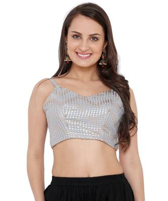 Women's Grey Chiffon Readymade Saree Blouse 1
