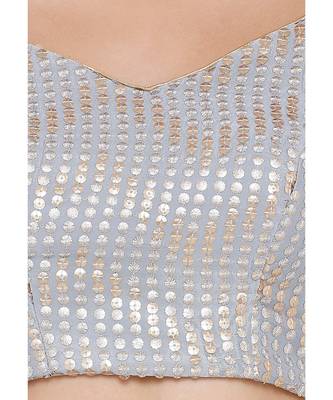 Women's Grey Chiffon Readymade Saree Blouse 5