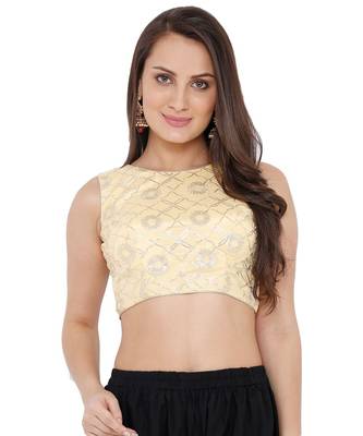 Women's Gold Georgette Readymade Saree Blouse 1