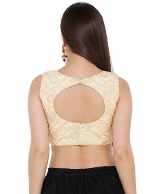 Women's Gold Georgette Readymade Saree Blouse 2