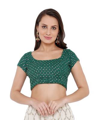 Women's Green Georgette Readymade Saree Blouse 1