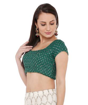 Women's Green Georgette Readymade Saree Blouse 3
