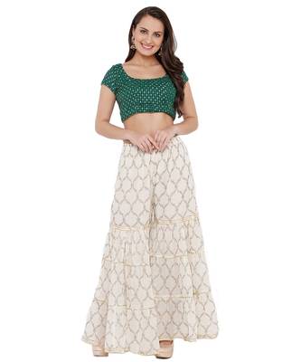 Women's Green Georgette Readymade Saree Blouse 4