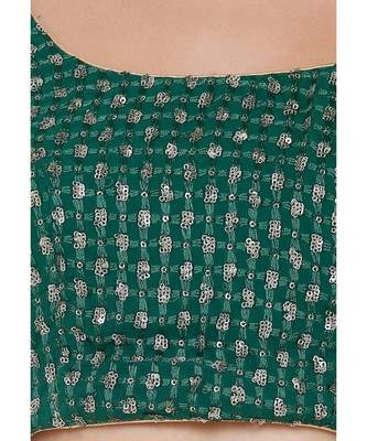 Women's Green Georgette Readymade Saree Blouse 5