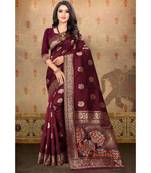 Maroon Woven Art Silk Saree With Blouse