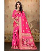 Magenta Woven Art Silk Saree With Blouse