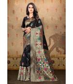 Black Woven Art Silk Saree With Blouse