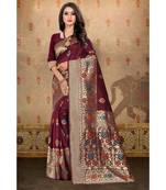 Maroon Woven Art Silk Saree With Blouse