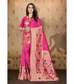 Magenta Woven Art Silk Saree With Blouse