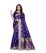Purple Woven Banarasi Saree With Blouse