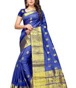 Blue Weaving Cotton Silk Saree With Contras Blouse