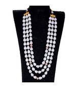 White Three Line  Baroque Pearl Royal Look Beautiful Necklace