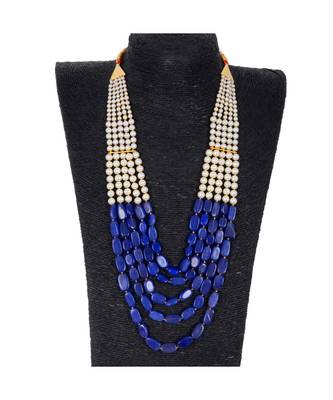 Blue Fine Line Smart Look Mala With Pearl 1